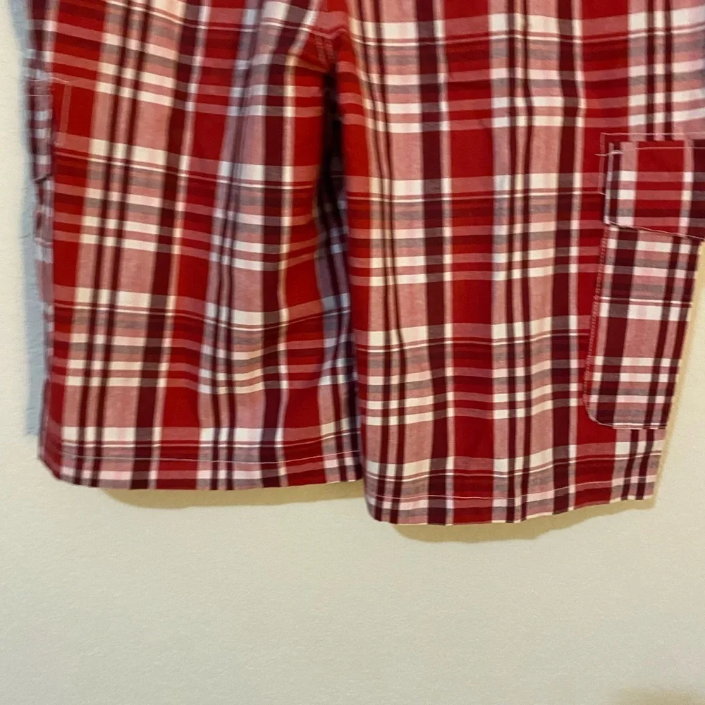 Southpole Y2K  Retro Red Plaid Bermuda Cargo Streetwear HipHop Shorts Size 40